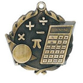 Medal, "Math w/ Calculator" Wreath - 2 1/2" Dia.